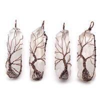 Natural Quartz Pendants, Clear Quartz, with Brass, irregular, DIY 12-15x40-50mm 