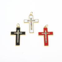 Cubic Zirconia Micro Pave Brass Pendant, Cross, gold color plated, micro pave cubic zirconia nickel, lead & cadmium free Approx 3mm 