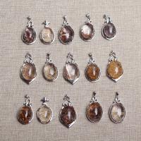 Natural Quartz Pendants, Phantom Quartz, with Zinc Alloy, 23.8mm 