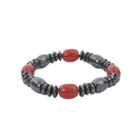 Pulseras magnéticas, Hematite, con Cuentas de vidrio, Joyería & elástico & unisexo, negro y rojo, 190mm, longitud:aproximado 7.5 Inch, Vendido por Sarta