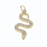 Colgante de Micro Pavé de Zirconía Cúbica, metal, Serpiente, chapado en color dorado, micro arcilla de zirconia cúbica, libre de níquel, plomo & cadmio, 22x11x2mm, agujero:aproximado 3mm, Vendido por UD