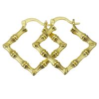 Brass Hoop Earring, Square, gold color plated, for woman 