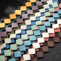 Multicolor Lava Perlen, Rhombus, DIY, gemischte Farben, 32mm, verkauft von Strang