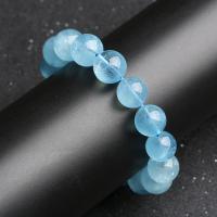 Aquamarine Bracelet, Round, polished, Mint Blue 