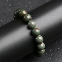 Green Phantom Quartz Bracelet, Round, polished 