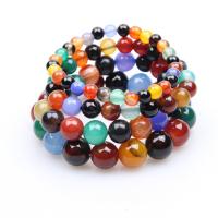 Agate Bracelets, Rainbow Agate, Round, polished, durable & for woman, multi-colored 