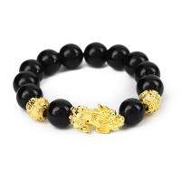 Black Obsidian Bracelet, with Zinc Alloy, fashion jewelry & Unisex 175mm Approx 6.9 Inch 