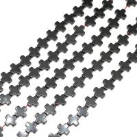 Magnetic Hematite Beads, Cross, polished Approx 16 Inch 