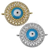 Cubic Zirconia Micro Pave Brass Connector, plated, evil eye pattern & micro pave cubic zirconia & 1/1 loop Approx 1.5mm 