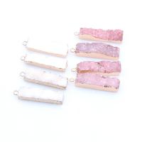 Ice Quartz Agate Pendants, with Zinc Alloy, Rectangle, polished, DIY 