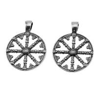 Stainless Steel Pendants, Round, silver color plated Approx 