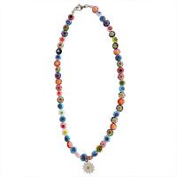 Collier en Murano bijoux, chalumeau, avec laiton, avec 2.95inch chaînes de rallonge, fleur, style folk & pour femme, 8mm Environ 18.5 pouce, Vendu par brin