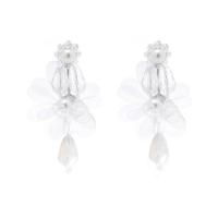 Boucle d'oreille de goutte en cristal, avec perle de plastique, fleur, bijoux de mode & styles différents pour le choix & pour femme, cristal, 68.5mm, Vendu par paire