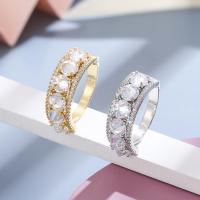 Brass Open Finger Ring, plated, Adjustable & fashion jewelry & micro pave cubic zirconia & for woman 