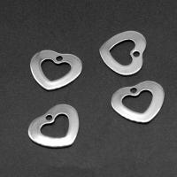 Stainless Steel Heart Pendants, silver color plated Approx 