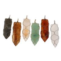 Gemstone Pendantifs en laiton, pierre gemme, avec laiton, Placage de couleur d'or, plus de couleurs à choisir Environ Vendu par sac