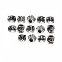 Stainless Steel Large Hole Beads, Owl, blacken 