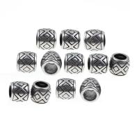 Stainless Steel Large Hole Beads, blacken 