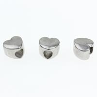 Stainless Steel Large Hole Beads, Heart, blacken 