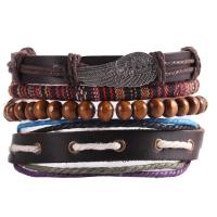 PU Leather Cord Bracelets, Zinc Alloy, with PU Leather, Adjustable & fashion jewelry & for man, 45mm 