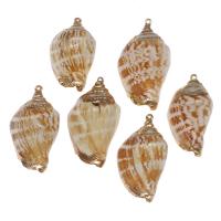 Trompette Shell pendentif en laiton, coquille, avec laiton, conque, Placage de couleur d'or, 55*29*21*mm/45*22*11mm, Environ Vendu par sac