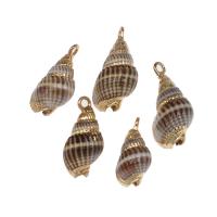 Trompette Shell pendentif en laiton, coquille, avec laiton, conque, Placage de couleur d'or, 29*15*12mm/22*3*8mm, Environ Vendu par sac