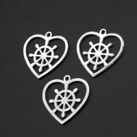 Stainless Steel Heart Pendants, silver color plated 