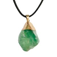 Gemstone Jewelry Pendant, Green Fluorite, plated, green, 10mm 