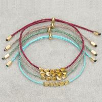 Brass Bracelets, with Waxed Cotton Cord, Adjustable & fashion jewelry & Unisex 15-30cm 