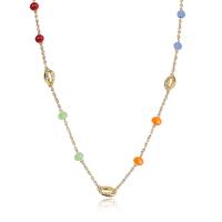 Cristal collar de aleación de Zinc, Aleación de aluminio, con Cuentas de vidrio, chapado en color dorado, para mujer, más colores para la opción, longitud:30 Inch, Vendido por Sarta