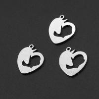 Stainless Steel Heart Pendants, silver color plated 