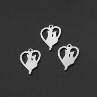 Stainless Steel Heart Pendants, silver color plated 