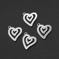 Stainless Steel Heart Pendants, silver color plated 