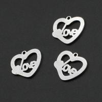 Stainless Steel Heart Pendants, silver color plated 