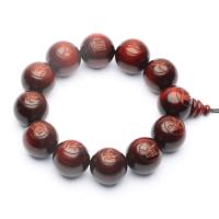 Rotes Sandelholz Willow Buddhistische Perlen Armband, geschnitzt, rotbraun, 20mm, 12PCs/Strang, verkauft von Strang