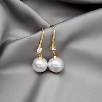 Boucle d'oreille en alliage de zinc en plastique perle, BeCharmed Pearl, Placage, bijoux de mode & pavé de micro zircon & pour femme, plus de couleurs à choisir Vendu par paire