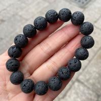 Lava Bead Bracelet, Round, polished 