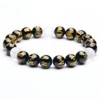 Achat Buddhistische Perlen Armband, Modeschmuck & buddhistischer Schmuck, schwarz, 10mm, 21PCs/Strang, verkauft von Strang