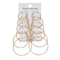 Zinc Alloy Earring Set, plated, 6 pieces, golden, 2.4cm-4.9cm 