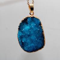 Ice Quartz Agate Pendants, blue 