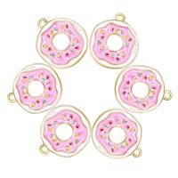 Zinc Alloy Enamel Pendants, gold color plated, DIY, pink 