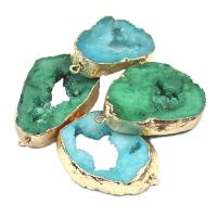 Ice Quartz Agate Pendants, with Brass, gold color plated, DIY 30-45mm 