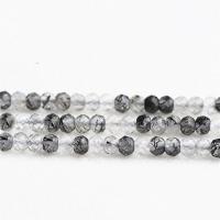 Perles Quartz rutile, Quartz rutile noir, Rond, poli Environ 38 cm, Vendu par brin