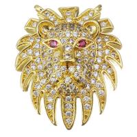 Cubic Zirconia Micro Pave Brass Connector, Lion, fashion jewelry & micro pave cubic zirconia & for woman, gold Approx 1mm 