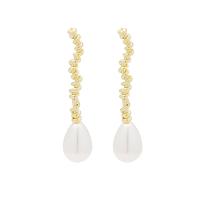 Boucle d'oreille en alliage de zinc en plastique perle, larme, bijoux de mode & pour femme Vendu par paire