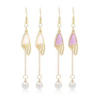 Boucle d'oreille en alliage de zinc en plastique perle, forme d'aile, Placage, bijoux de mode & pour femme, plus de couleurs à choisir Vendu par paire