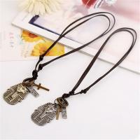 PU Leather Cord Necklace, Zinc Alloy, with PU Leather, Adjustable & fashion jewelry & handmade & Unisex 68-75cmuff0c0.3cm 