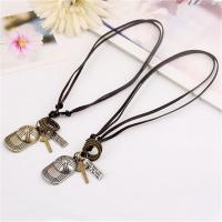 PU Leather Cord Necklace, Zinc Alloy, with PU Leather, Adjustable & fashion jewelry & handmade & Unisex 68-75cmuff0c0.3cm 