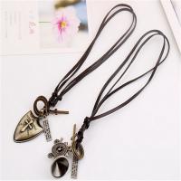 PU Leather Cord Necklace, Zinc Alloy, with PU Leather, Adjustable & fashion jewelry & handmade & Unisex 68-75cmuff0c0.3cm 