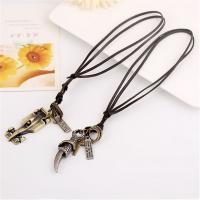 PU Leather Cord Necklace, Zinc Alloy, with PU Leather, Adjustable & fashion jewelry & handmade & Unisex 68-75cmuff0c0.3cm 